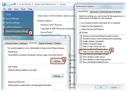 Unchecking "Fade out menu items after clicking