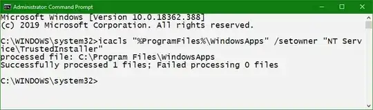 Resetting the Ownership of the <code>WindowsApps</code> Folder