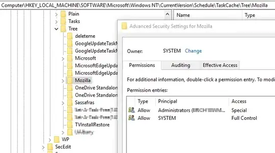 List of Keys and SYSTEM has full control.