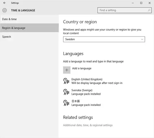 Language setting with English as display language