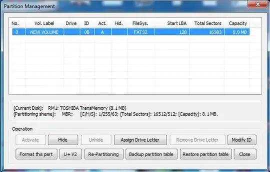 this is the view of BOOTICE that only shows 8mb