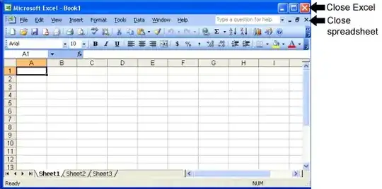 Excel close buttons