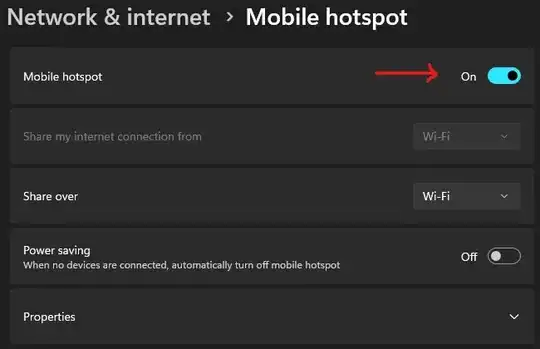 Mobile Hotspot Toggle