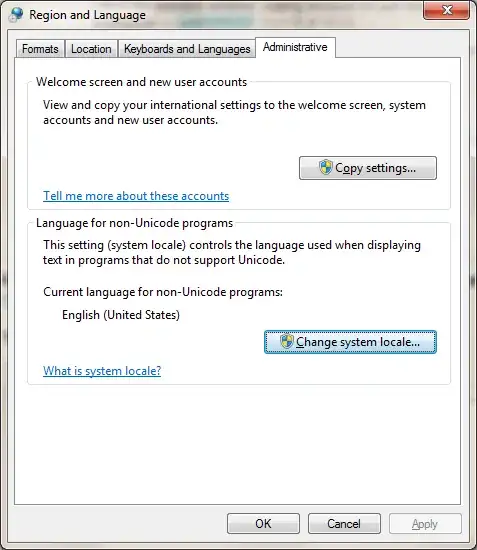 Win7 Change System Locale