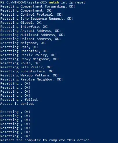 Command line resetting