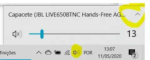 Taskbar > Volume > Dropdown