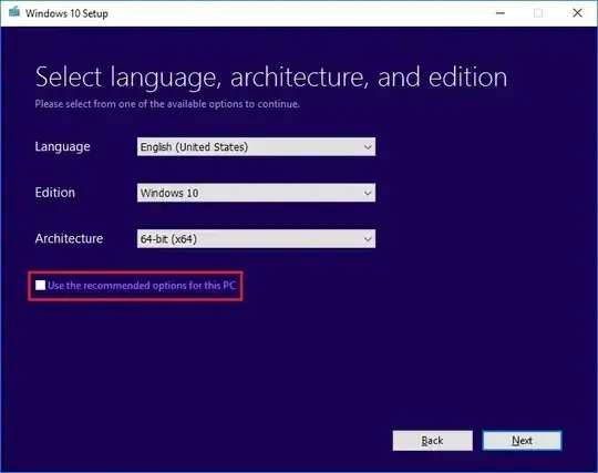 Use the recommended options for this PC