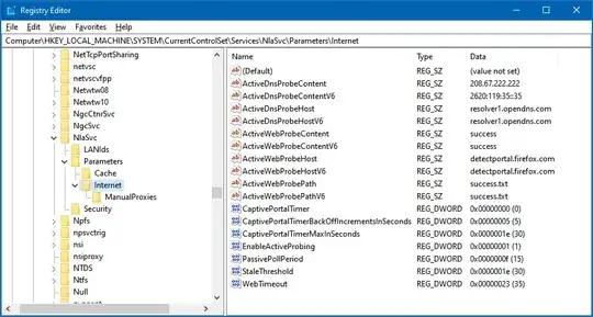 Registry - after applying FireFox NCSI