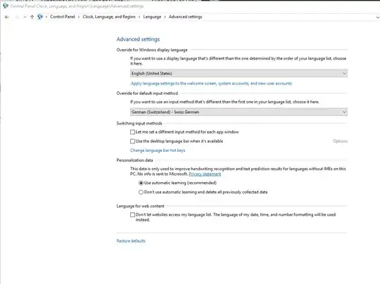 Screenshot of Advanced settings