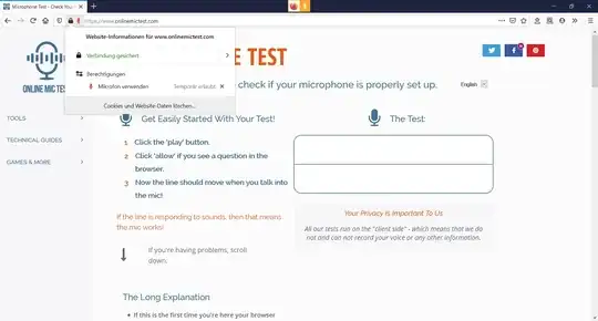 Here is a screenshot showing that Firefox has access to the microphone (sorry that I have this in German only...)