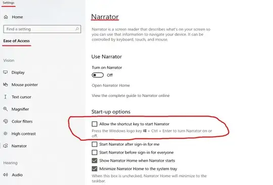 Windows 10 Narrator settings