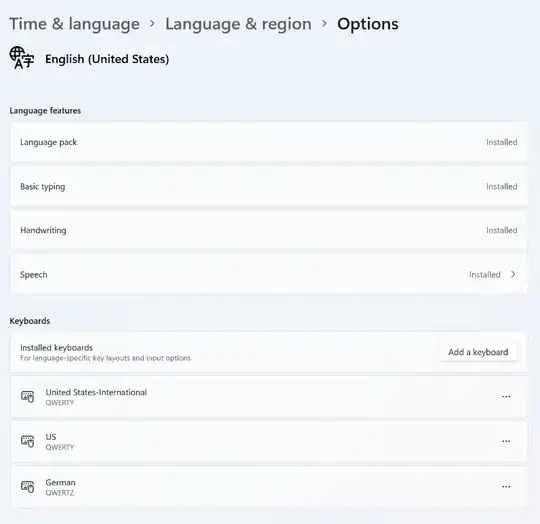 Language options / Keyboard layouts