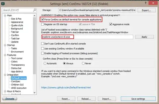 Snapshot of settings dialogbox of cmder