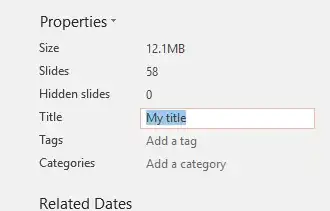 set title for PDF export in Office 2016