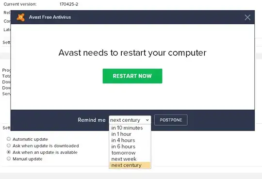 screenshot of Avast "start next century" option