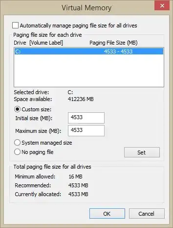 Virtual Memory Settings Page