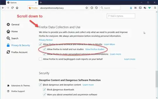 Enable studies: Firefox Options/Preferences -> Privacy & Security -> Allow Firefox to install and run studies