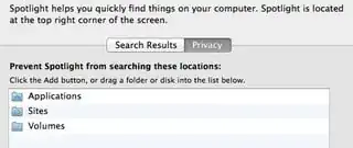 Prevent Spotlight from searching these locations