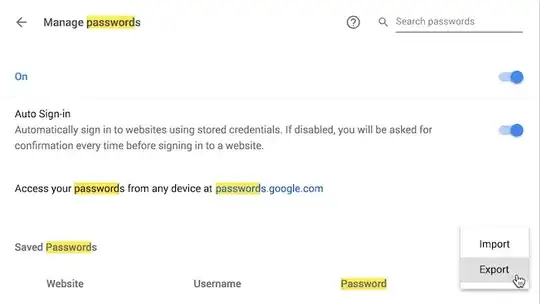 Chrome password import-export