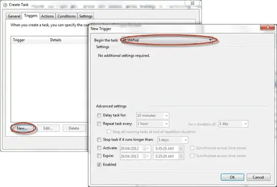 Screenshot of scheduled task trigger