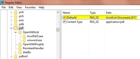 Screenshot showing the .PDF file association