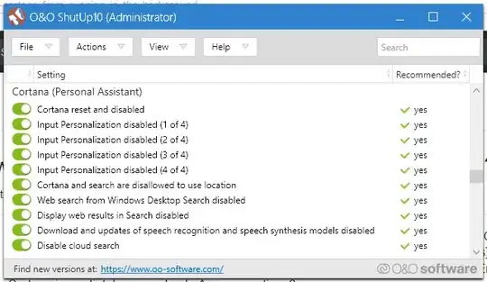 O&O ShutUp10 Cortana settings
