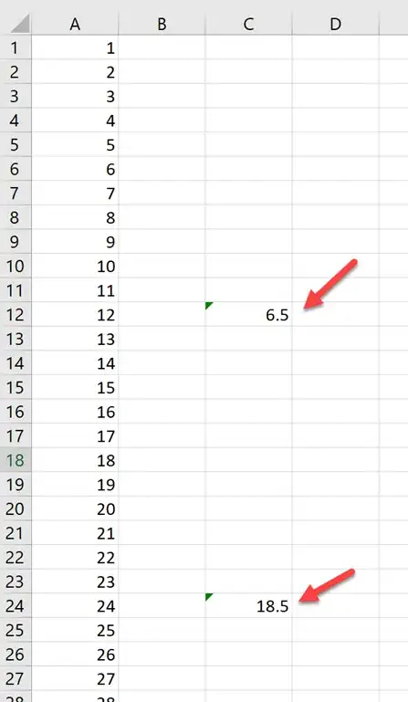 Screenshot of worksheet