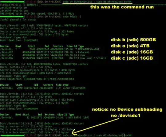 my terminal output showing the command and fdisk