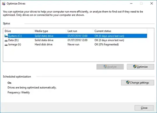 The SSD is correctly identified (C and D), Iomega is an external HDD.