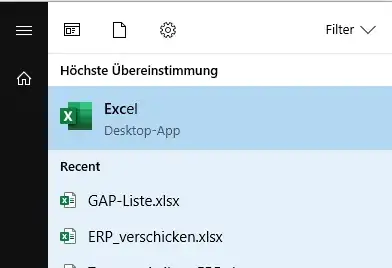 excel and recently used documents