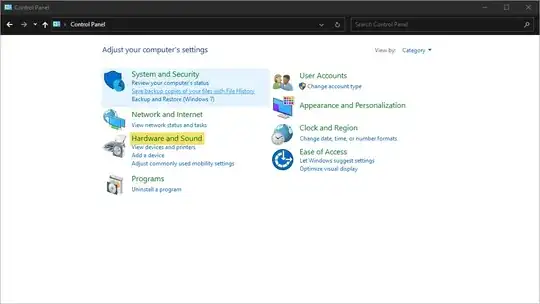 Control panel home screen