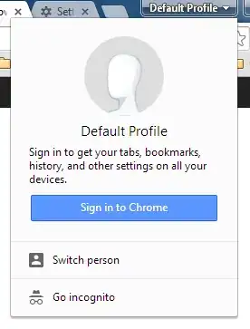 Image showing button to switch profile and window that pops up when you click the button