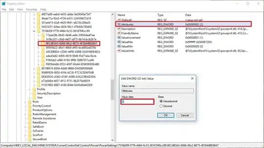 Screenshot of Window titled Registry Editor