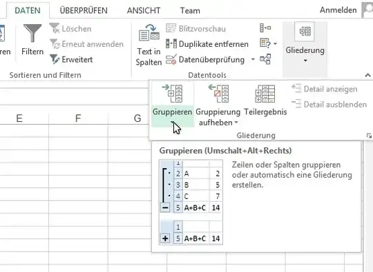Gliederung > Gruppieren