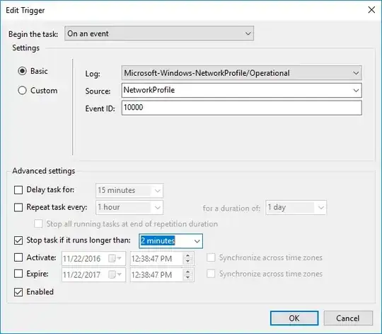 Task Scheduler trigger example