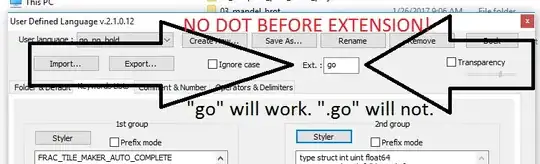 Make sure you omit "." from extension in the Ext. box, or it wont work.
