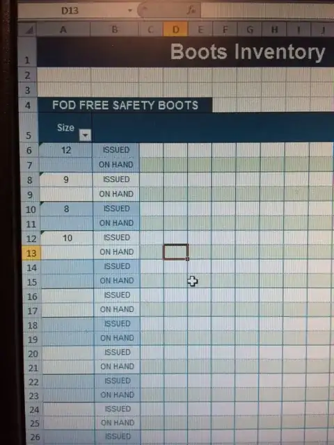 Inventory Spreadsheet