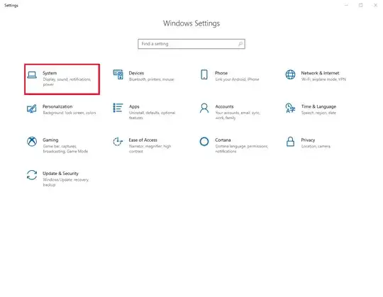 Open Settings and Click on System