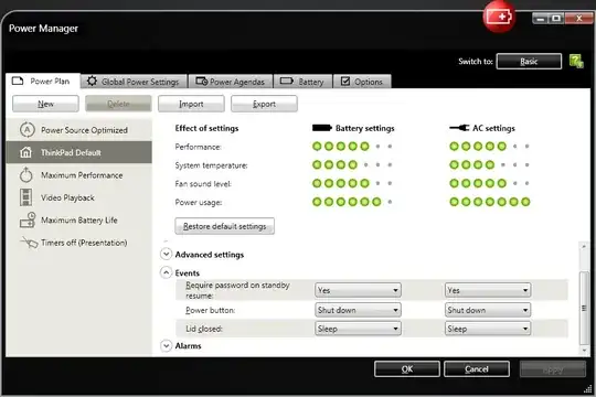 Lenovo power settings