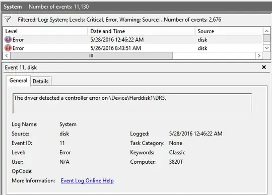The driver detected a controller error on \Device\Harddisk1\DR3.