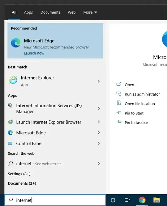 typing internet recommends edge
