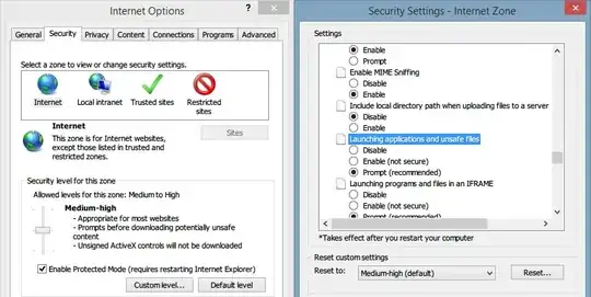 Internet security settings