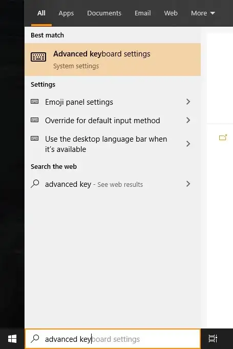 Advanced keyboard settings