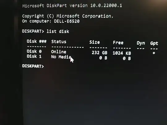 As shown in diskpart