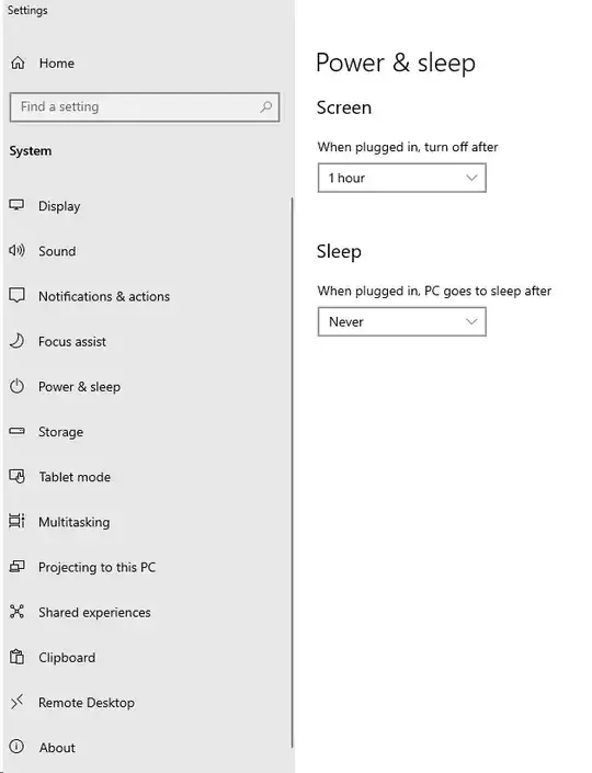 Settins - Power & Sleep