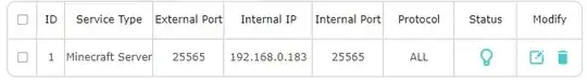Port forwarding settings for the second router