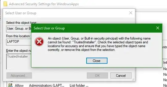The Inability to Find the <code>TrustedInstaller</code> User