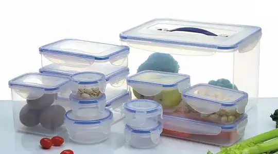 Plastic tupperware food containers