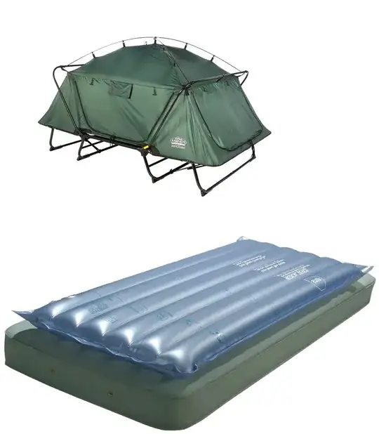 Tent cot and water mattress