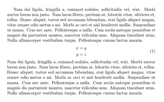 equation environment with removed spaces